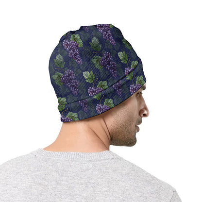 Watercolor Purple Grapes Pattern Print Beanie
