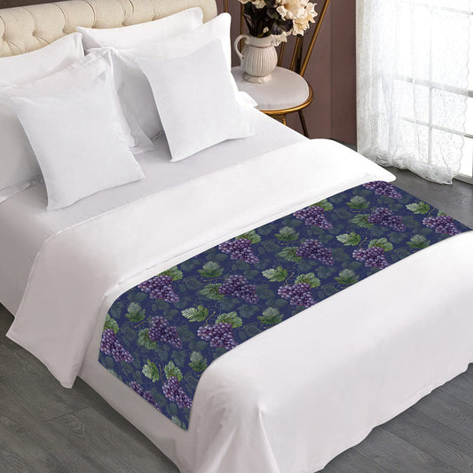 Watercolor Purple Grapes Pattern Print Bed Runner