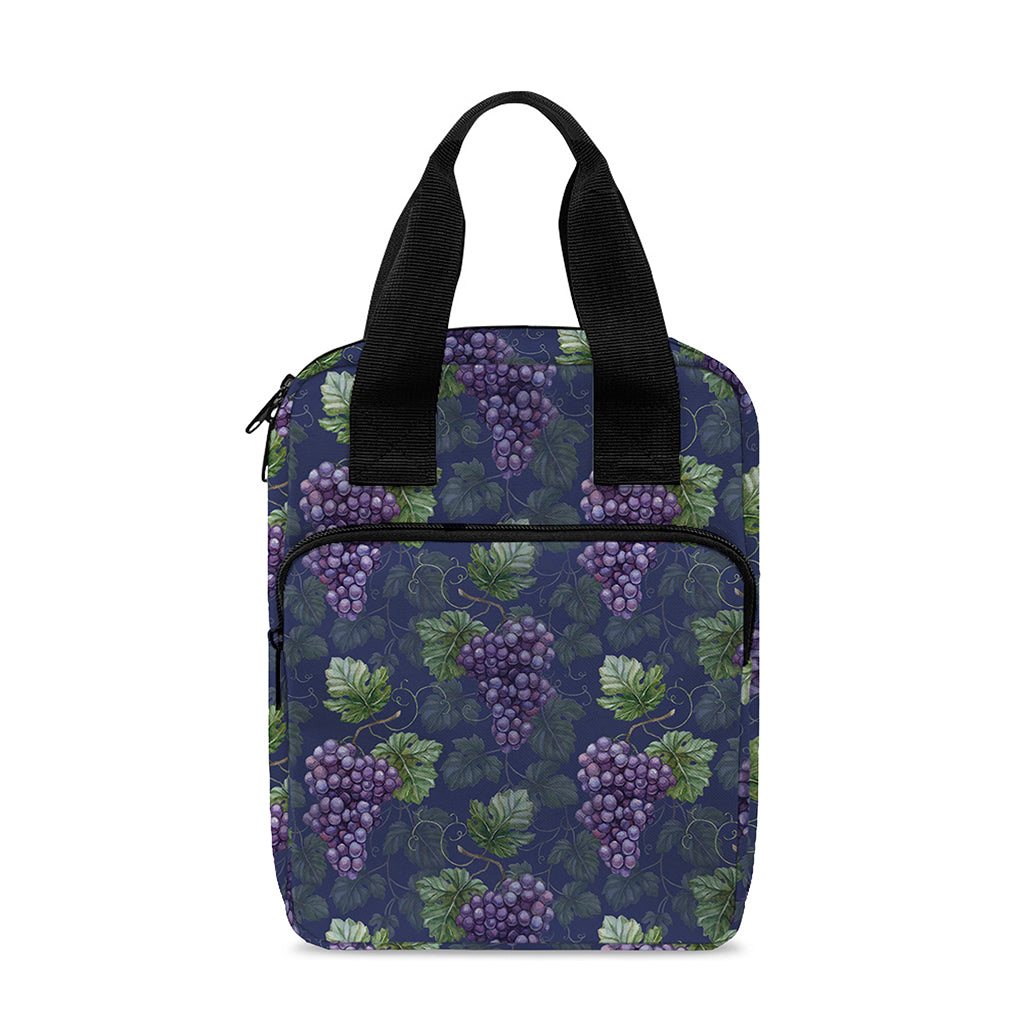 Watercolor Purple Grapes Pattern Print Bible Tote Bag