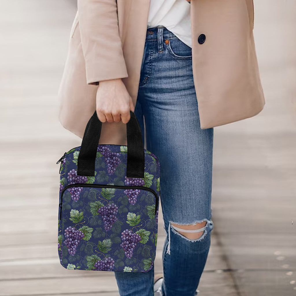 Watercolor Purple Grapes Pattern Print Bible Tote Bag