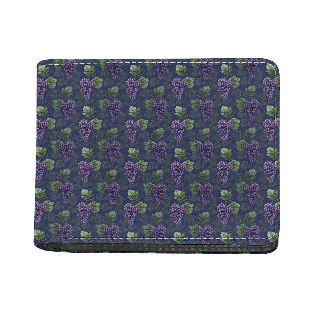Watercolor Purple Grapes Pattern Print Bifold Wallet