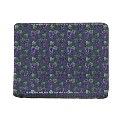 Watercolor Purple Grapes Pattern Print Bifold Wallet