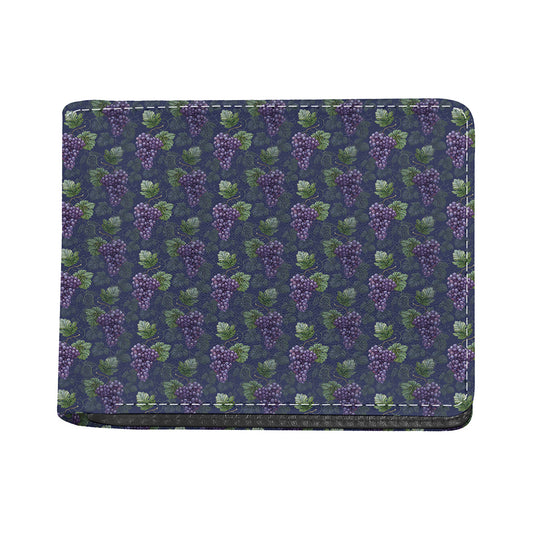Watercolor Purple Grapes Pattern Print Bifold Wallet