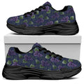 Watercolor Purple Grapes Pattern Print Black Chunky Shoes