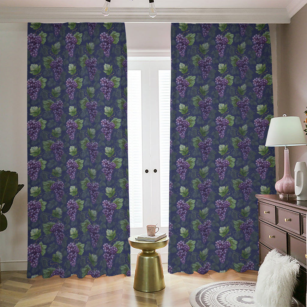 Watercolor Purple Grapes Pattern Print Blackout Pencil Pleat Curtains