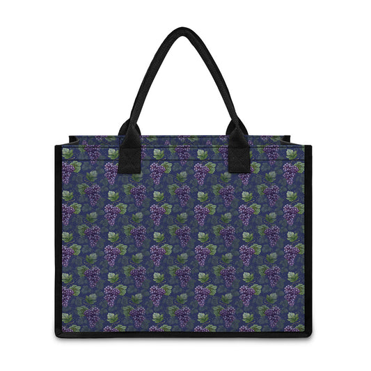 Watercolor Purple Grapes Pattern Print Canvas Tote Bag