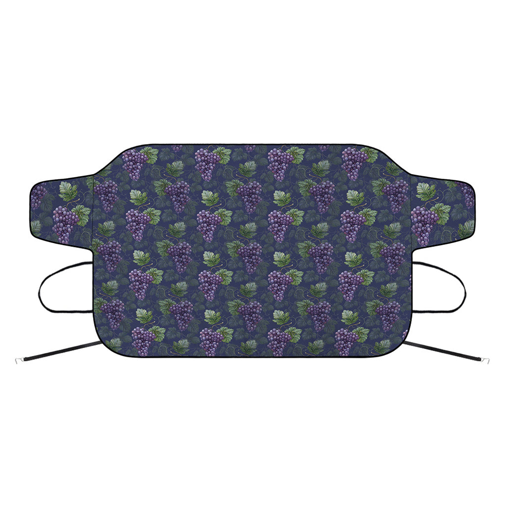 Watercolor Purple Grapes Pattern Print Car Windshield Snow Cover