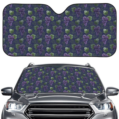 Watercolor Purple Grapes Pattern Print Car Windshield Sun Shade