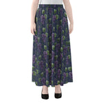 Watercolor Purple Grapes Pattern Print Chiffon Maxi Skirt