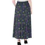 Watercolor Purple Grapes Pattern Print Chiffon Maxi Skirt