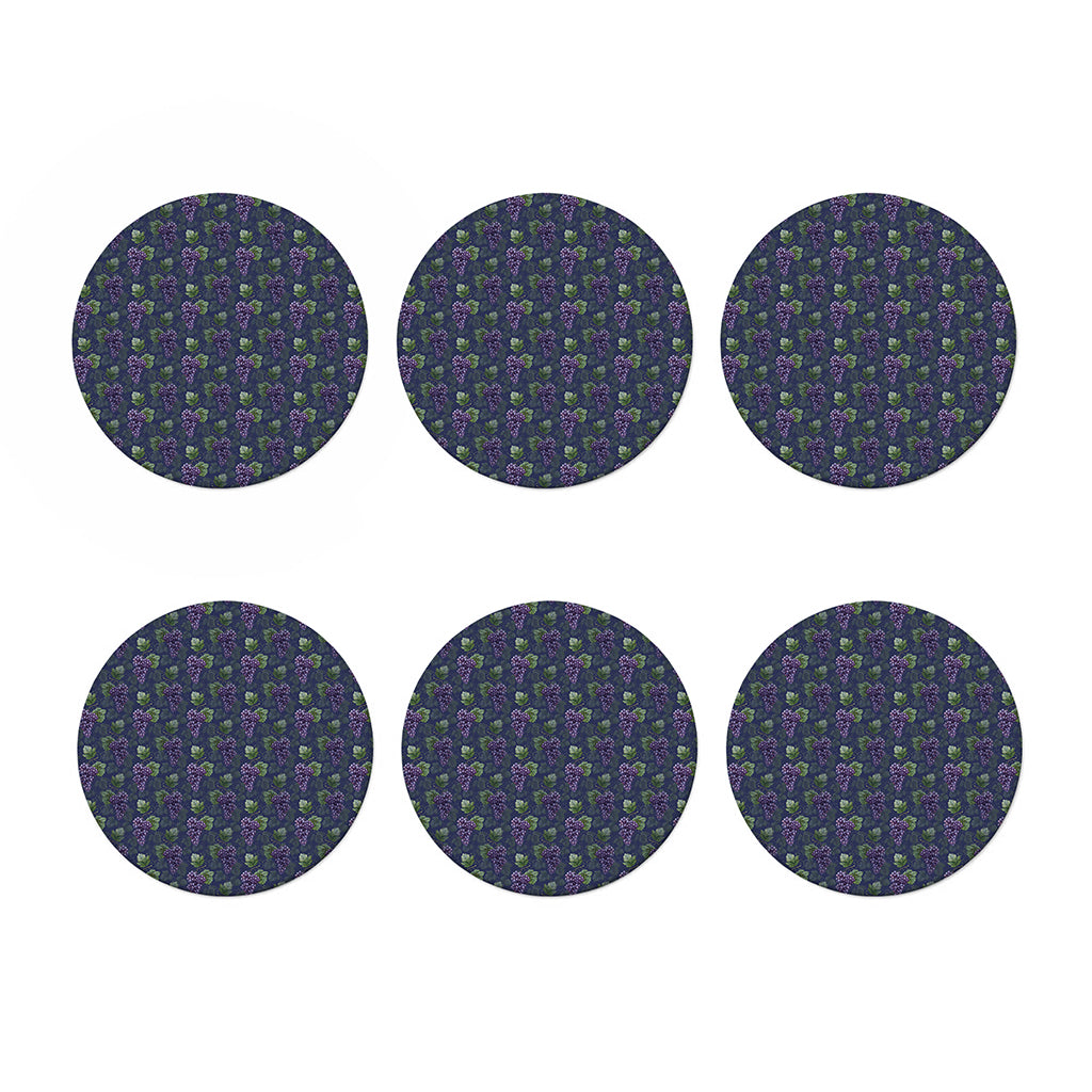 Watercolor Purple Grapes Pattern Print Coaster Set