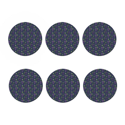 Watercolor Purple Grapes Pattern Print Coaster Set