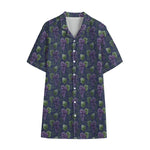 Watercolor Purple Grapes Pattern Print Cotton Hawaiian Shirt