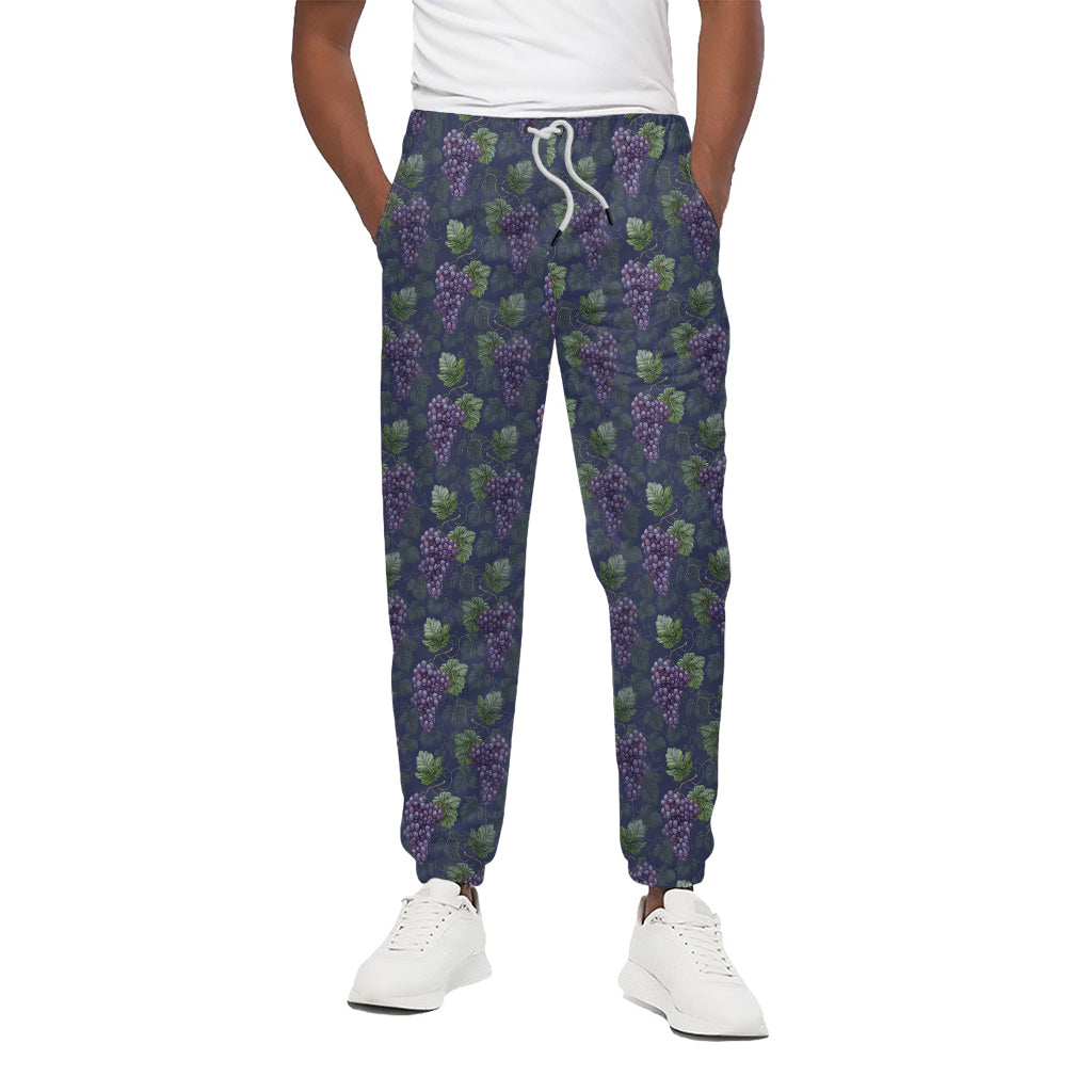 Watercolor Purple Grapes Pattern Print Cotton Pants