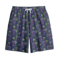 Watercolor Purple Grapes Pattern Print Cotton Shorts