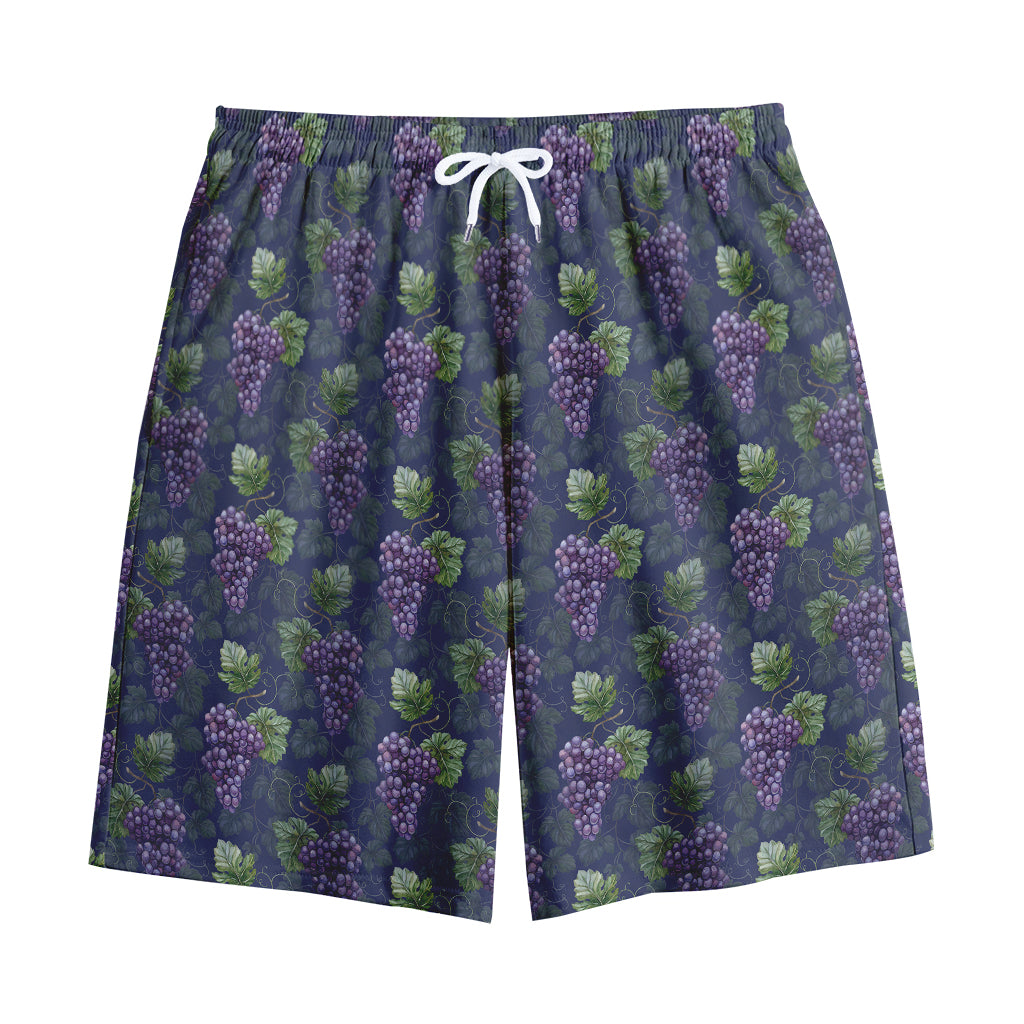 Watercolor Purple Grapes Pattern Print Cotton Shorts