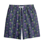 Watercolor Purple Grapes Pattern Print Cotton Shorts