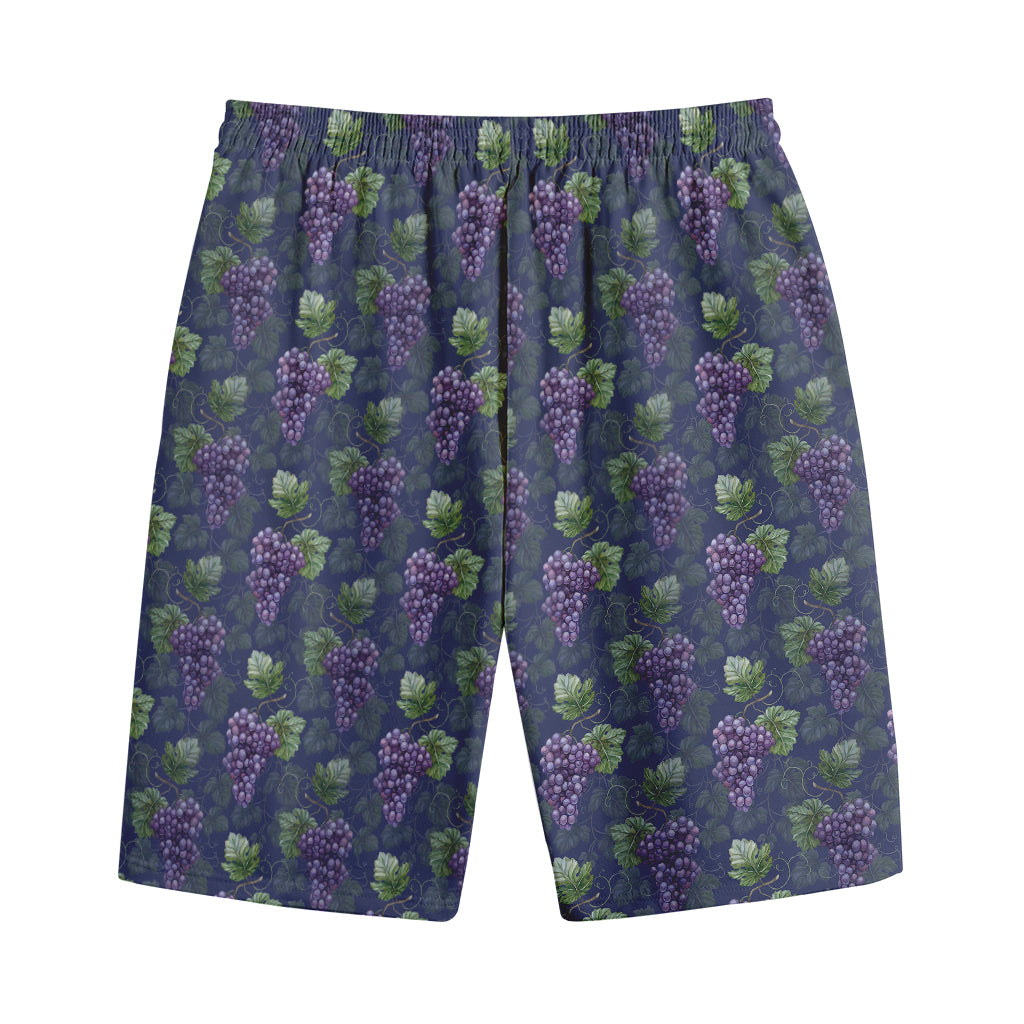 Watercolor Purple Grapes Pattern Print Cotton Shorts