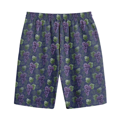 Watercolor Purple Grapes Pattern Print Cotton Shorts