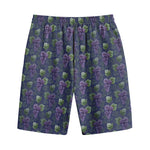 Watercolor Purple Grapes Pattern Print Cotton Shorts