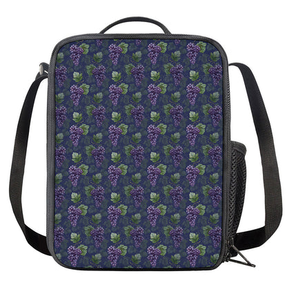 Watercolor Purple Grapes Pattern Print Crossbody Lunch Bag