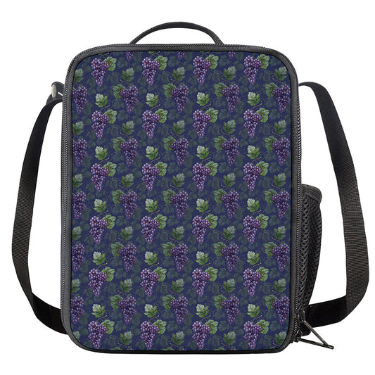 Watercolor Purple Grapes Pattern Print Crossbody Lunch Bag