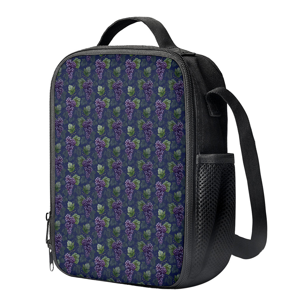 Watercolor Purple Grapes Pattern Print Crossbody Lunch Bag