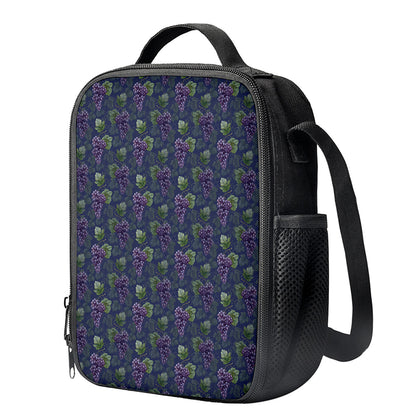 Watercolor Purple Grapes Pattern Print Crossbody Lunch Bag