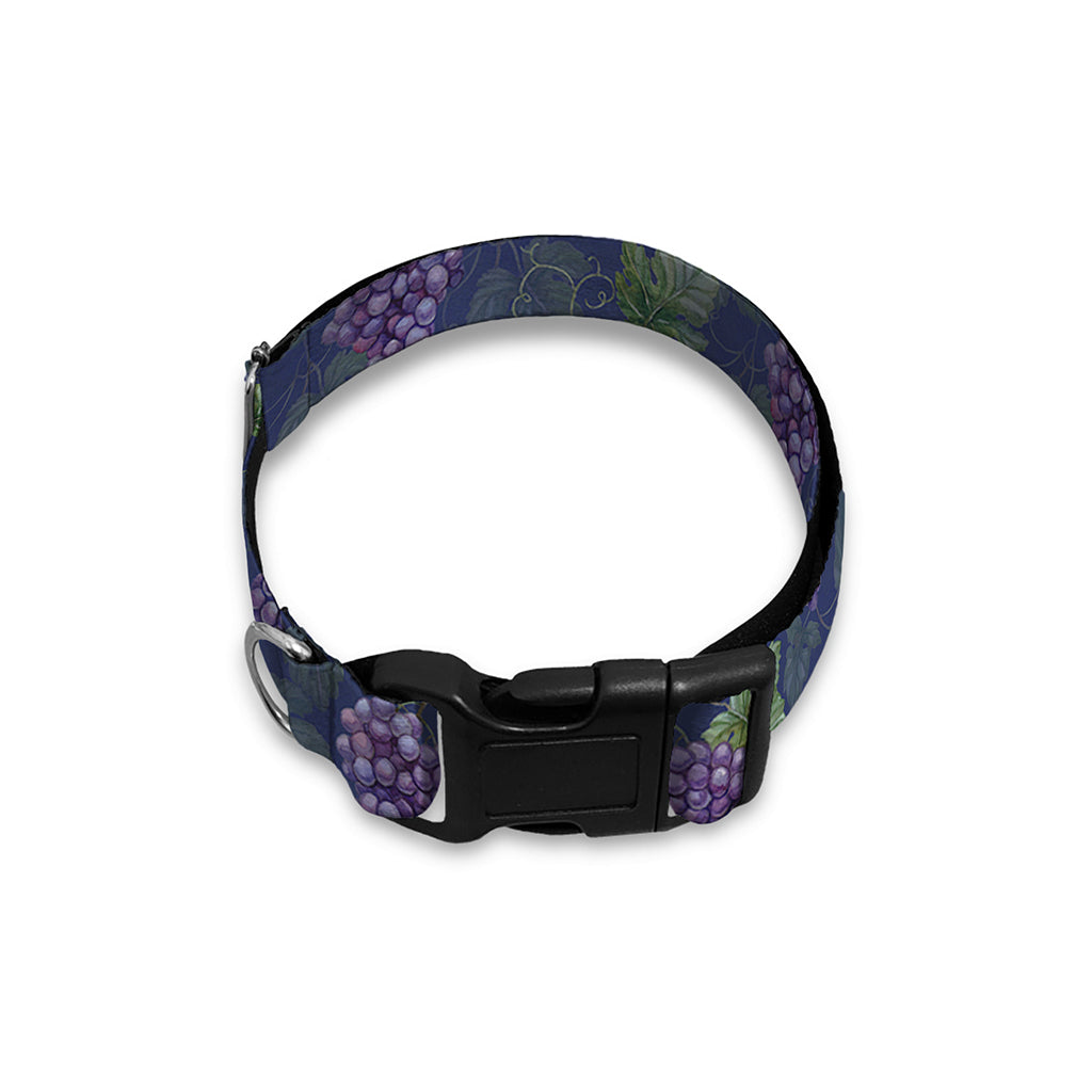 Watercolor Purple Grapes Pattern Print Dog Collar