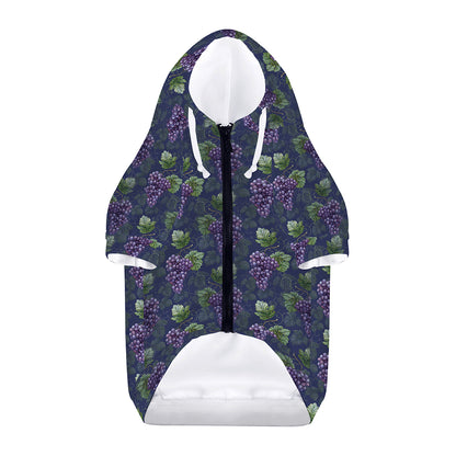 Watercolor Purple Grapes Pattern Print Dog Zip Up Hoodie
