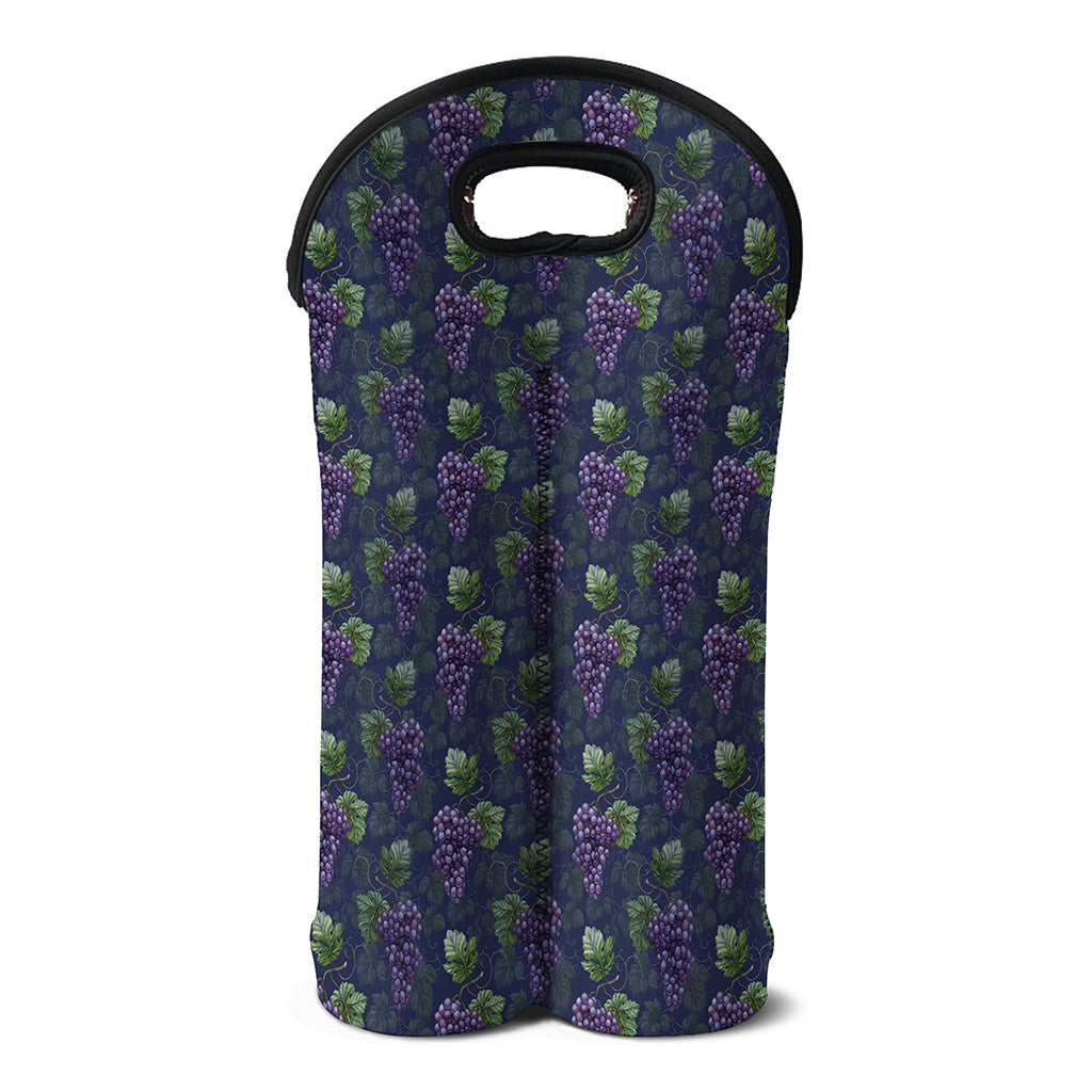 Watercolor Purple Grapes Pattern Print Double Neoprene Wine Tote