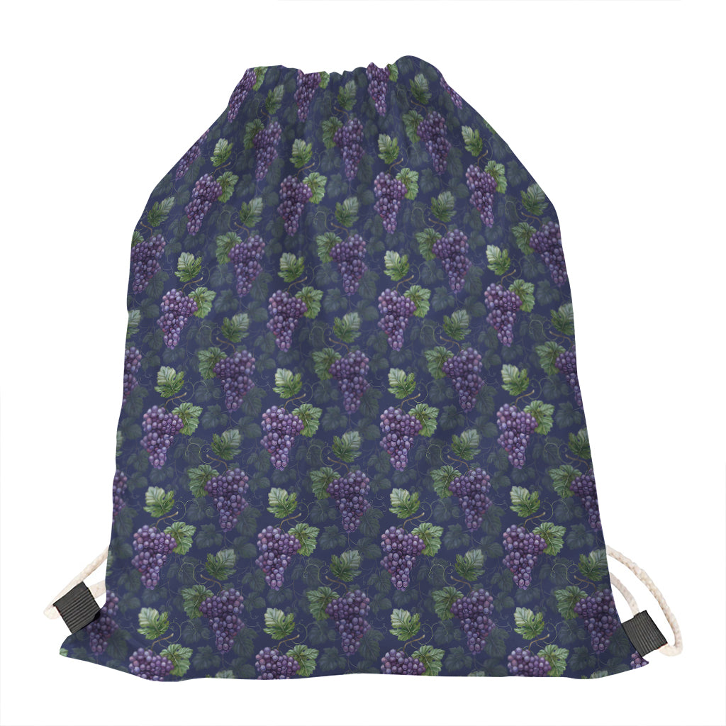 Watercolor Purple Grapes Pattern Print Drawstring Bag
