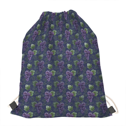 Watercolor Purple Grapes Pattern Print Drawstring Bag