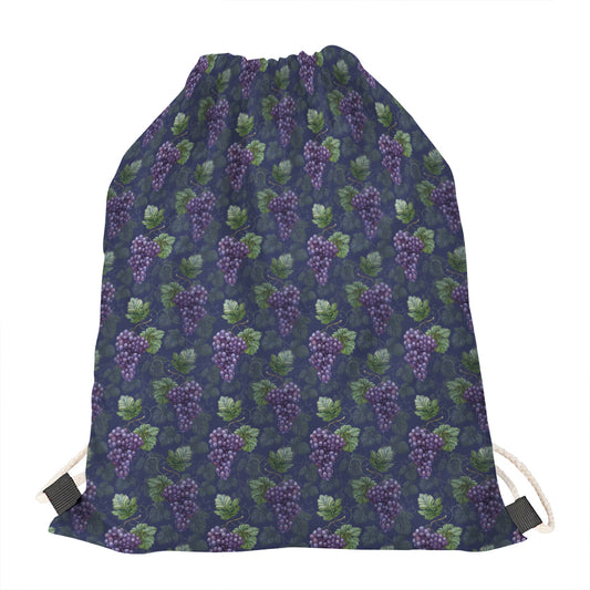 Watercolor Purple Grapes Pattern Print Drawstring Bag