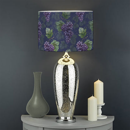 Watercolor Purple Grapes Pattern Print Drum Lamp Shade