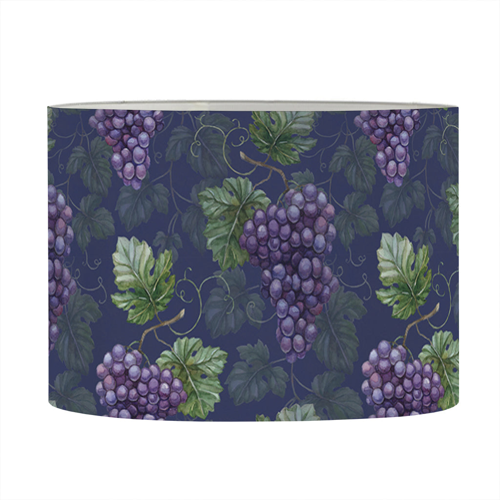 Watercolor Purple Grapes Pattern Print Drum Lamp Shade