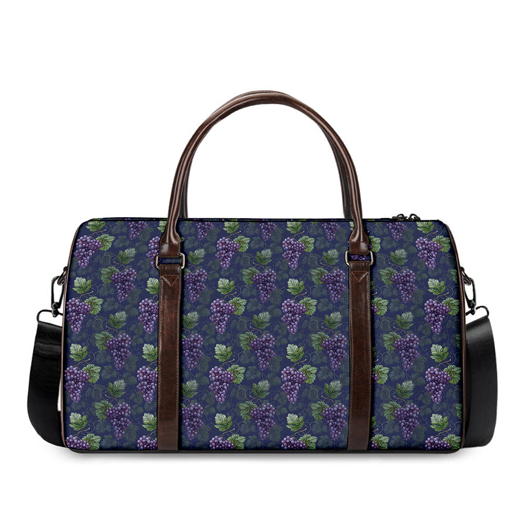 Watercolor Purple Grapes Pattern Print Duffle Bag