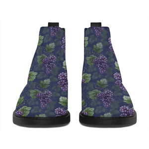 Watercolor Purple Grapes Pattern Print Flat Ankle Boots