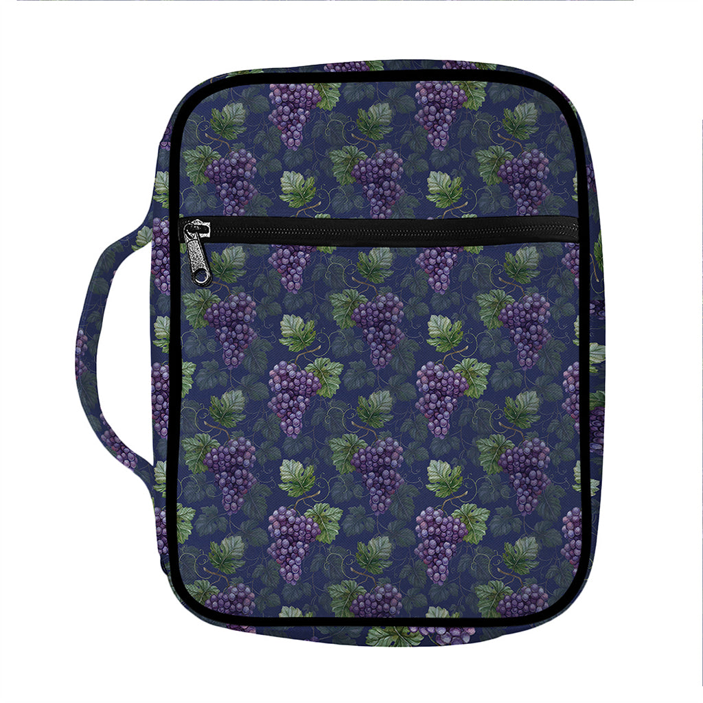 Watercolor Purple Grapes Pattern Print Front Pocket Bible Bag