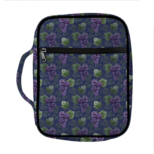 Watercolor Purple Grapes Pattern Print Front Pocket Bible Bag