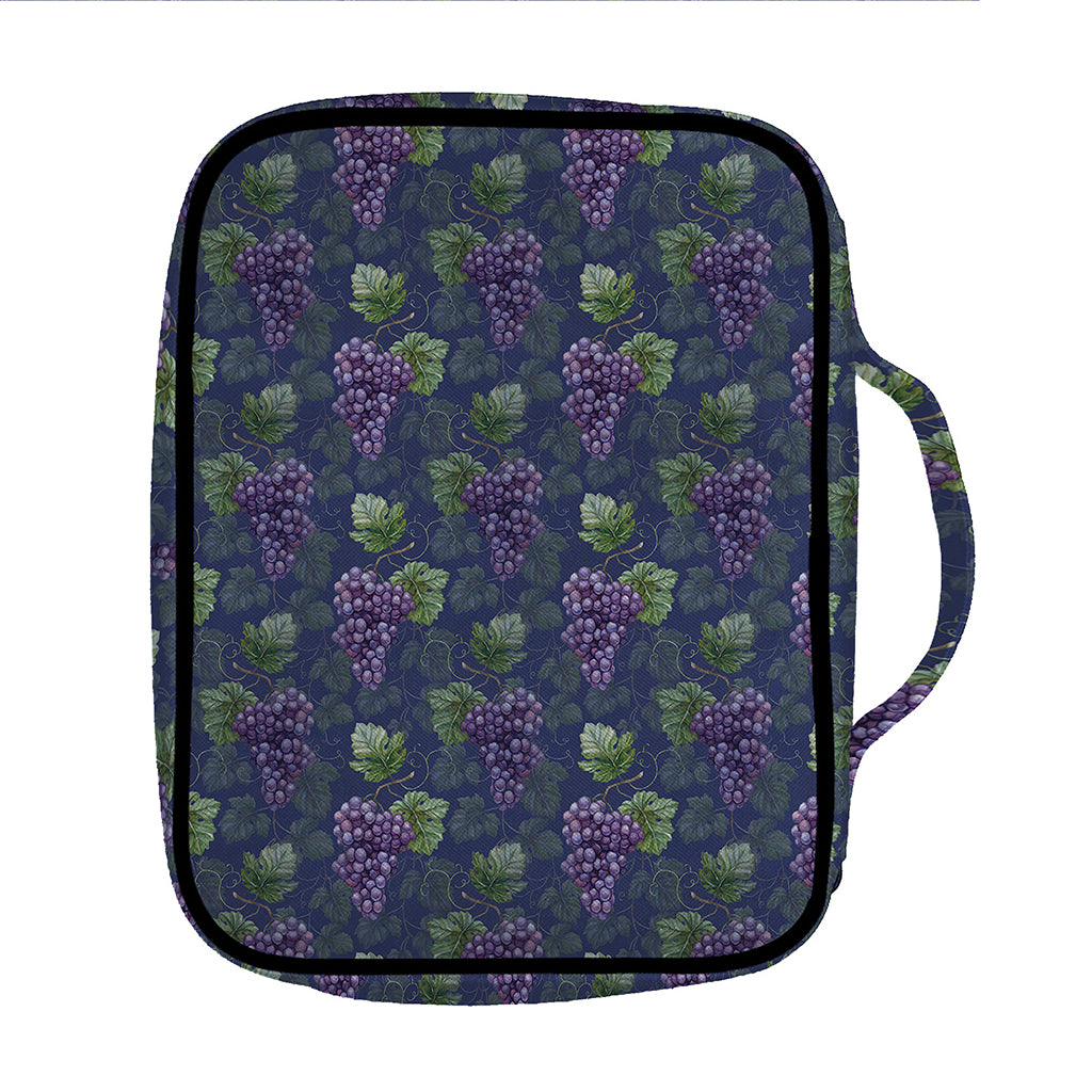 Watercolor Purple Grapes Pattern Print Front Pocket Bible Bag