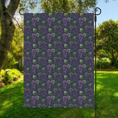 Watercolor Purple Grapes Pattern Print Garden Flag