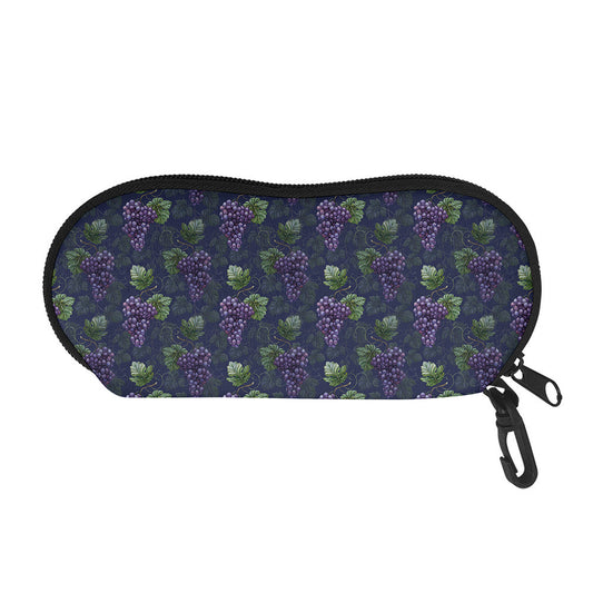 Watercolor Purple Grapes Pattern Print Glasses Case
