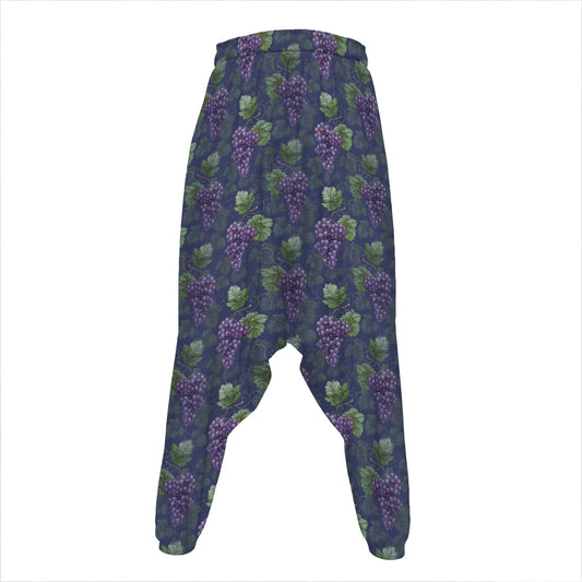 Watercolor Purple Grapes Pattern Print Hammer Pants