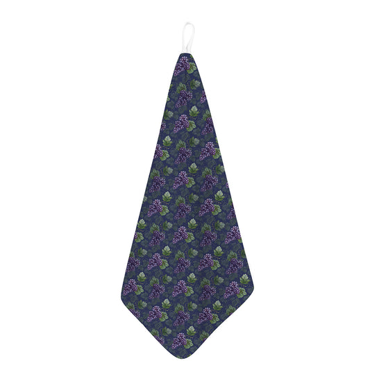 Watercolor Purple Grapes Pattern Print Hand Towel
