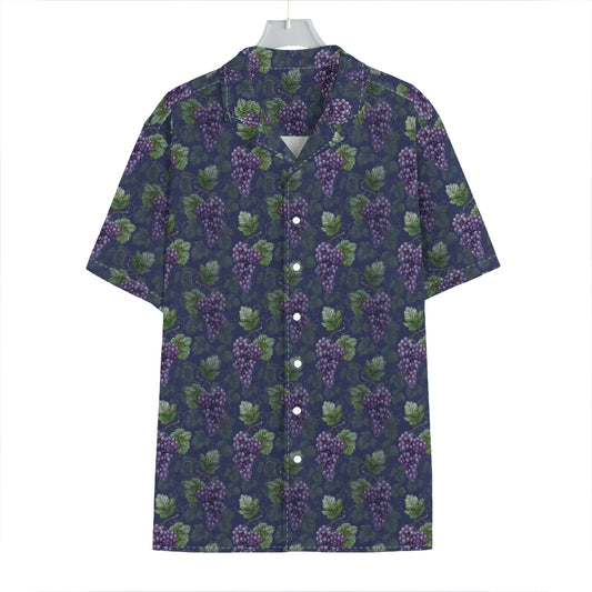 Watercolor Purple Grapes Pattern Print Hawaiian Shirt