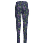 Watercolor Purple Grapes Pattern Print High-Waisted Pocket Leggings