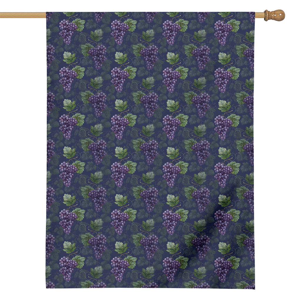 Watercolor Purple Grapes Pattern Print House Flag