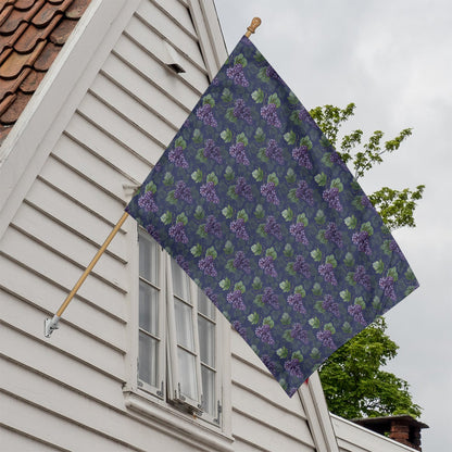 Watercolor Purple Grapes Pattern Print House Flag