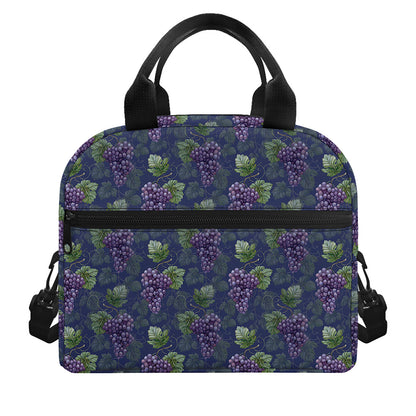Watercolor Purple Grapes Pattern Print Insulated Lunch Bag